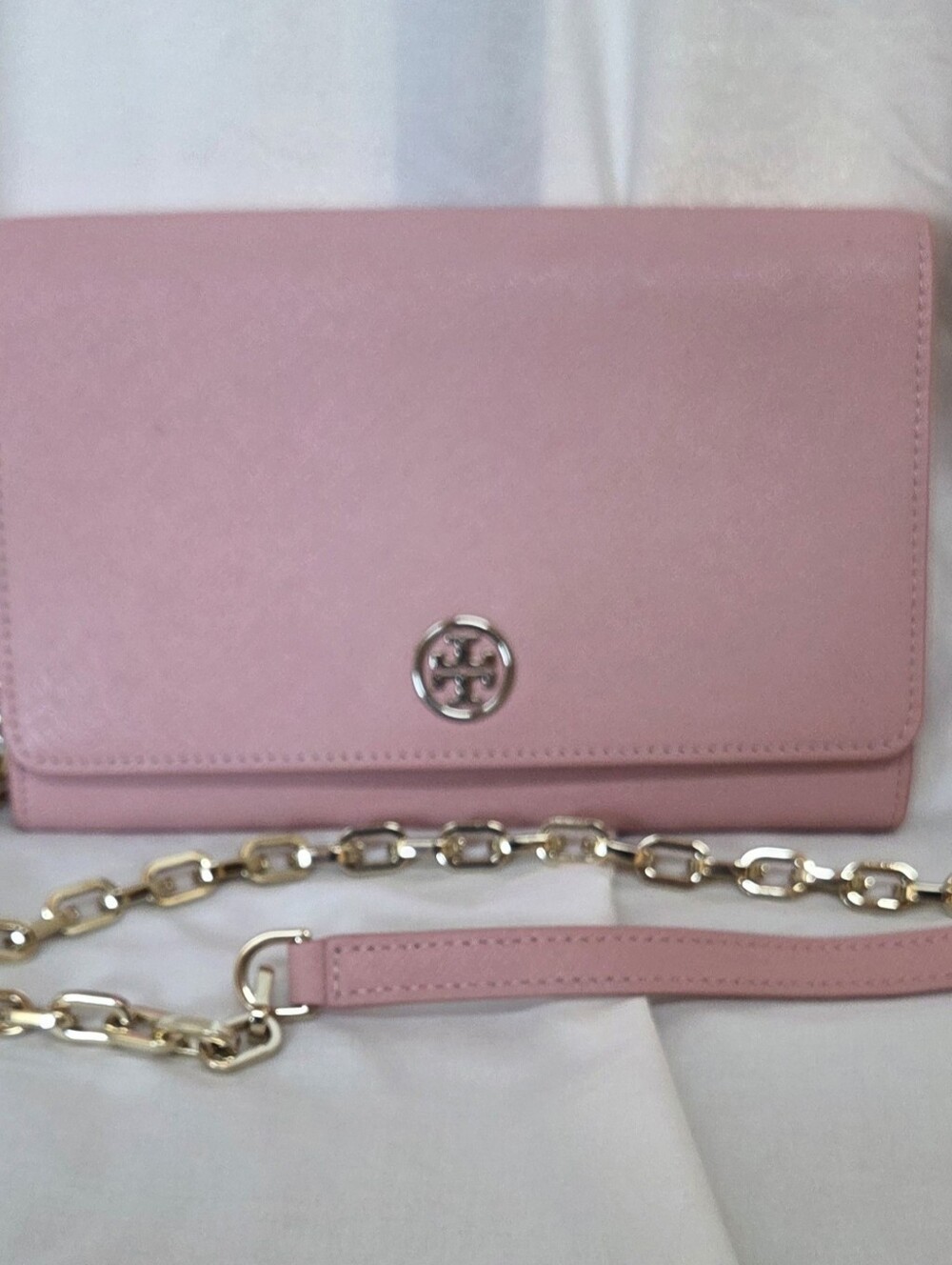 Tory Burch Blush Pink Leather Chain-Strap Clutch